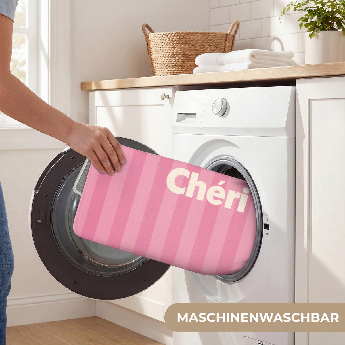 KOUPELNOVÁ PŘEDLOŽKA Pruhované - růžové - Chéri 60x40 cm - růžová, textil/plast (60/40cm) - OnlyWow