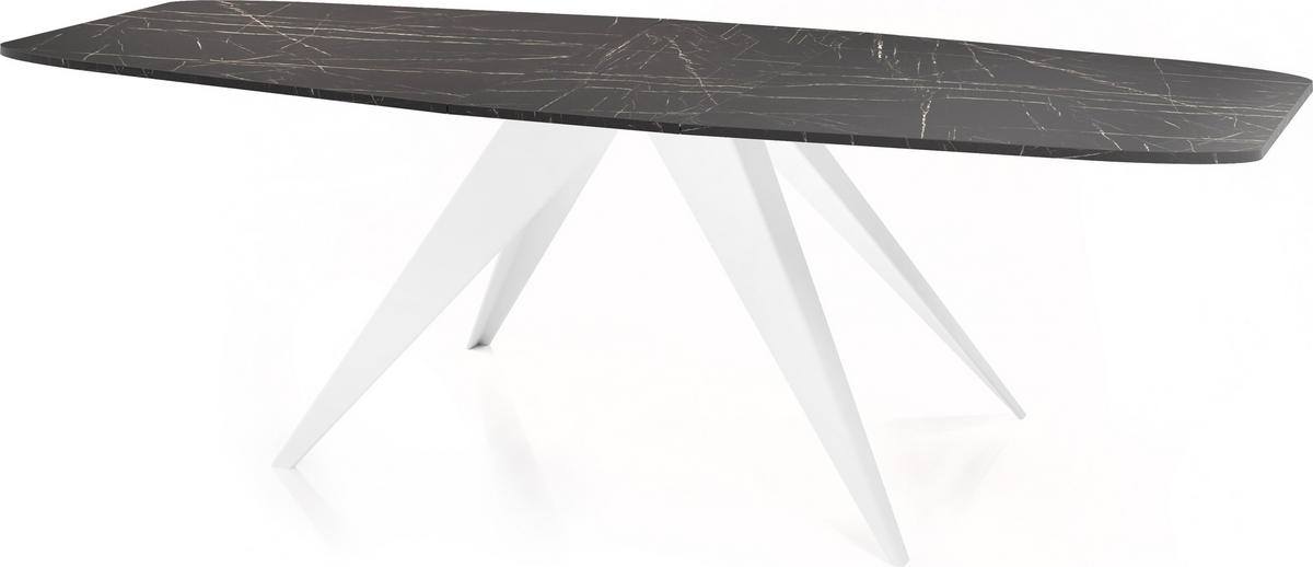ESSTISCH Fatina rechteckig ausziehbar, Marmor Schwarz 160-198/90/76 cm - Anthrazit/Weiß, Holzwerkstoff/Metall (160/80/76cm) - WFL GROUP