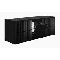 BADMÖBEL-SET MIT WÄSCHEKORB: Schwarz / Platte Marmor Black Royal, Griffe Schwarz, 160 x 46 x 57 cm - Creme/Schwarz, Holzwerkstoff (160/57/46cm) - 3XE LIVING