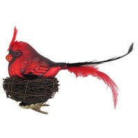 CHRISTBAUMSCHMUCK Vogel im Nest Rot 10cm (Glas / 1 Stk.) - Rot, Glas (8/10/8cm) - Krebs Glas Lauscha