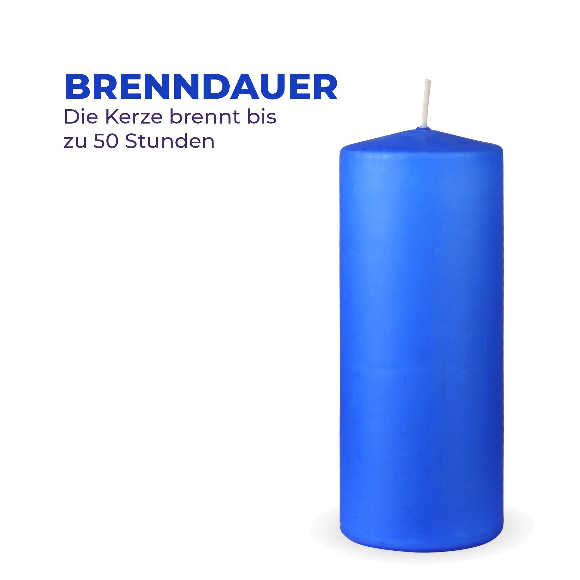 STUMPENKERZEN "Dunkelblau", Größe Ø7cm x Höhe: 16 cm - Dunkelblau, Naturmaterialien (7/16cm) - HS Candle