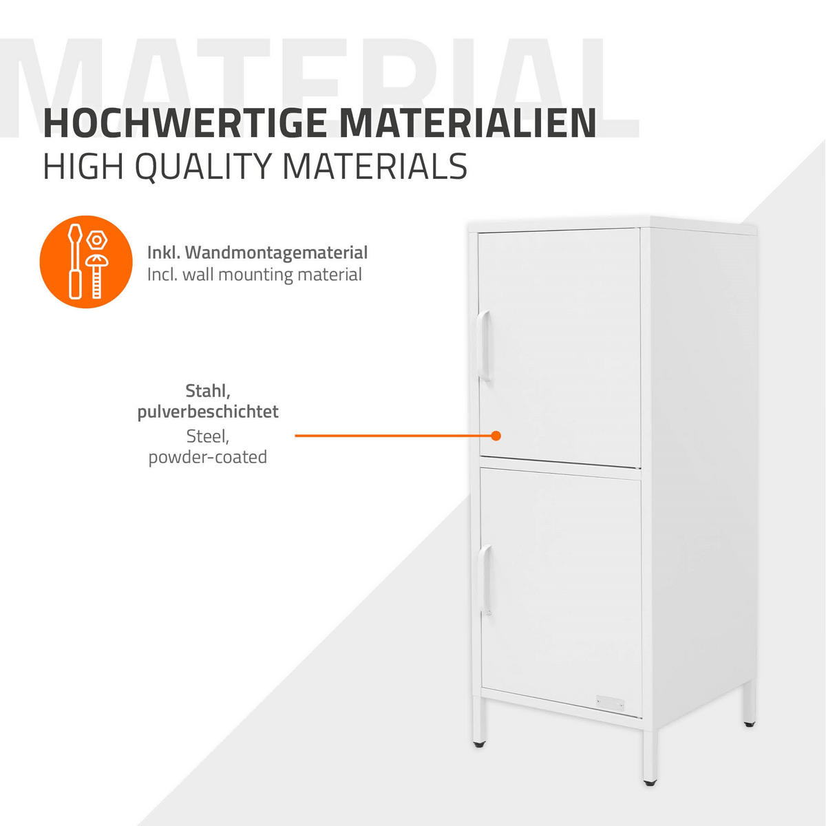 AKTENSCHRANK 40x101,5x40 cm Weiß aus Stahl mit 2 Türen - Weiß, Metall (40/101.5/40cm) - ML-DESIGN