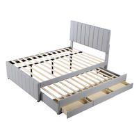 POLSTERBETT 140/200 cm grau mit Ausziehbett und Schubladen - Grau, Textil (140/200cm) - OKWISH