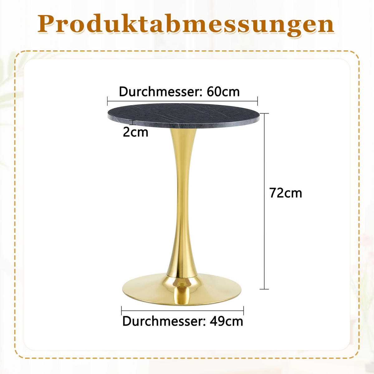 KULATÝ odkládací stolek 60 cm černá a zlatá z MDF a kovu se stabilní centrální nohou - černá, kompozitní dřevo (60/60/72cm) - OKWISH
