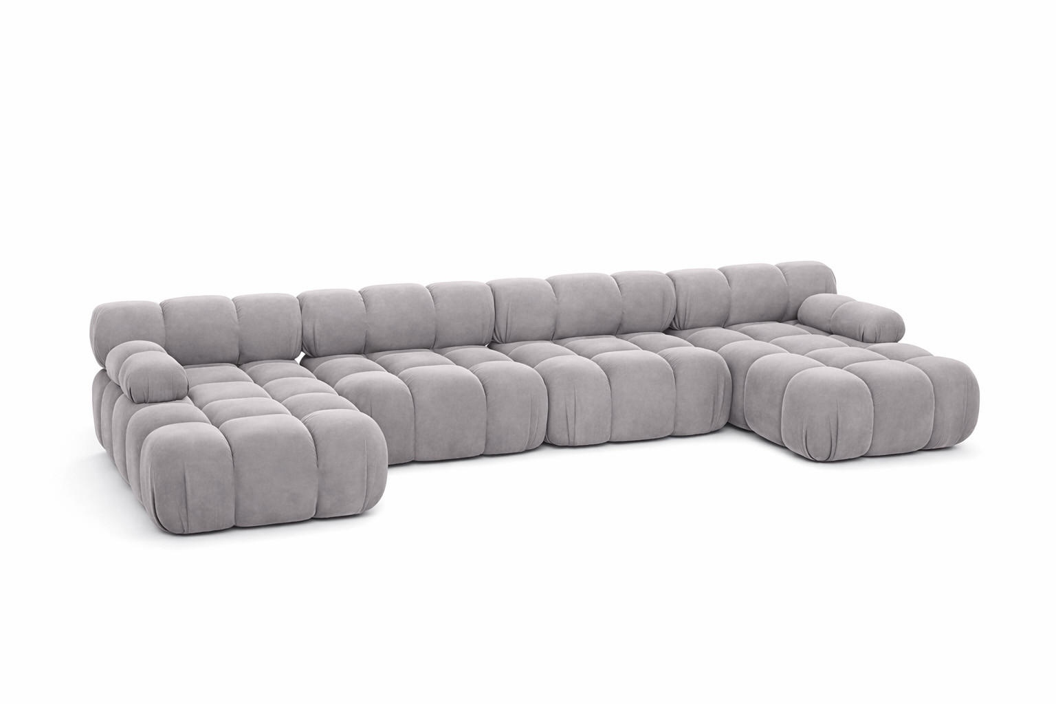 ECKSOFA U-Form XL, Stoff Velours Salvador, Grau, Selia U XL - Grau, Holz (380/70/160cm) - Kaiser Möbel