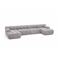 ECKSOFA U-Form XL, Stoff Velours Salvador, Grau, Selia U XL - Grau, Holz (380/70/160cm) - Kaiser Möbel