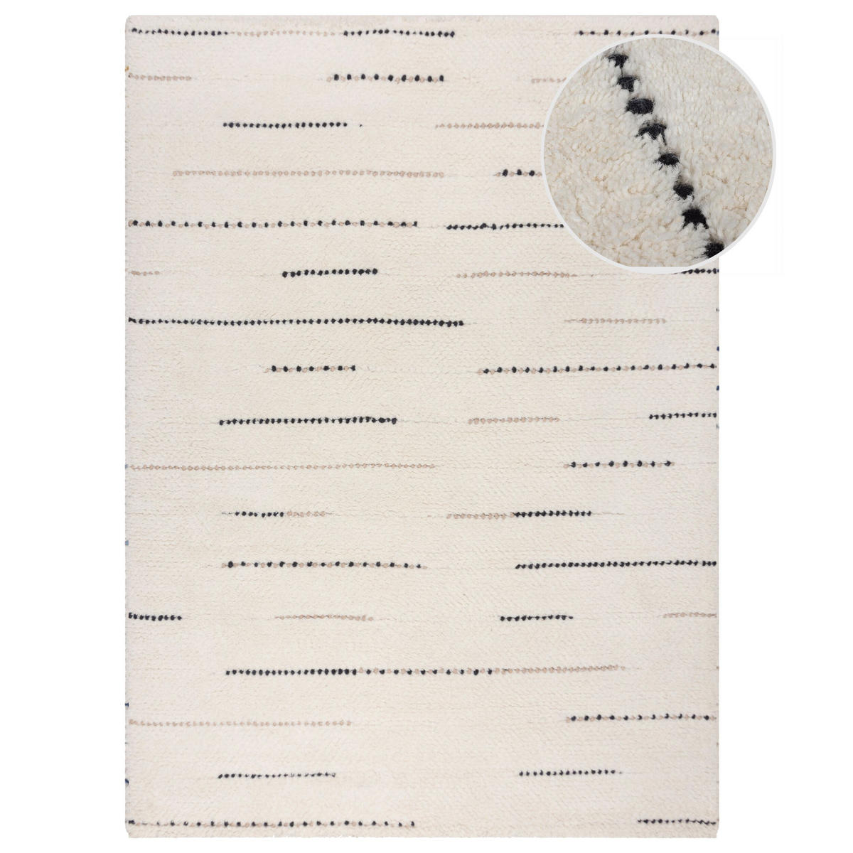 WOLLTEPPICH Linienstreifen Muster, Streifen, Wohnzimmer Beige-Schwarz Rechteckig 120x170 - Beige, Textil (120/170cm) - KADIMA DESIGN