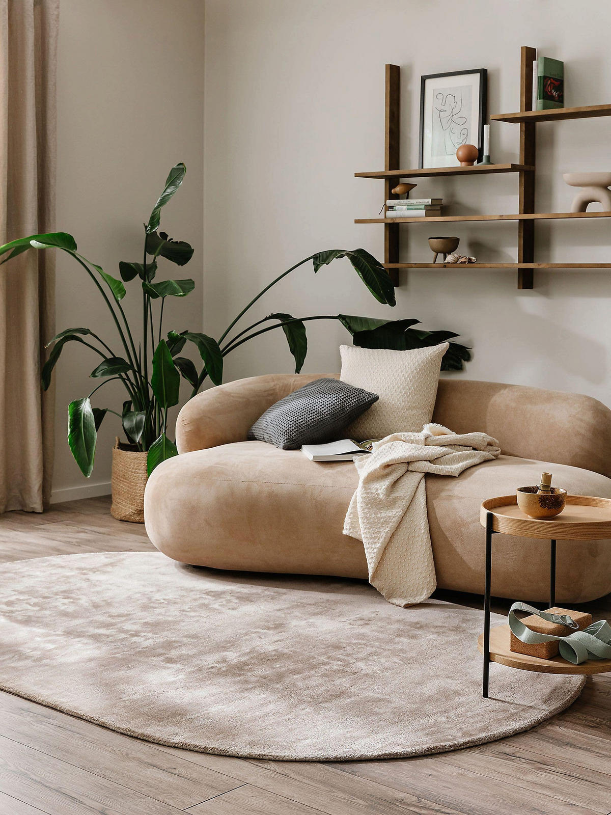 VISKOSETEPPICH OVAL Nela Taupe 150x230 cm - Taupe, Textil (150/230cm) - benuta Pure