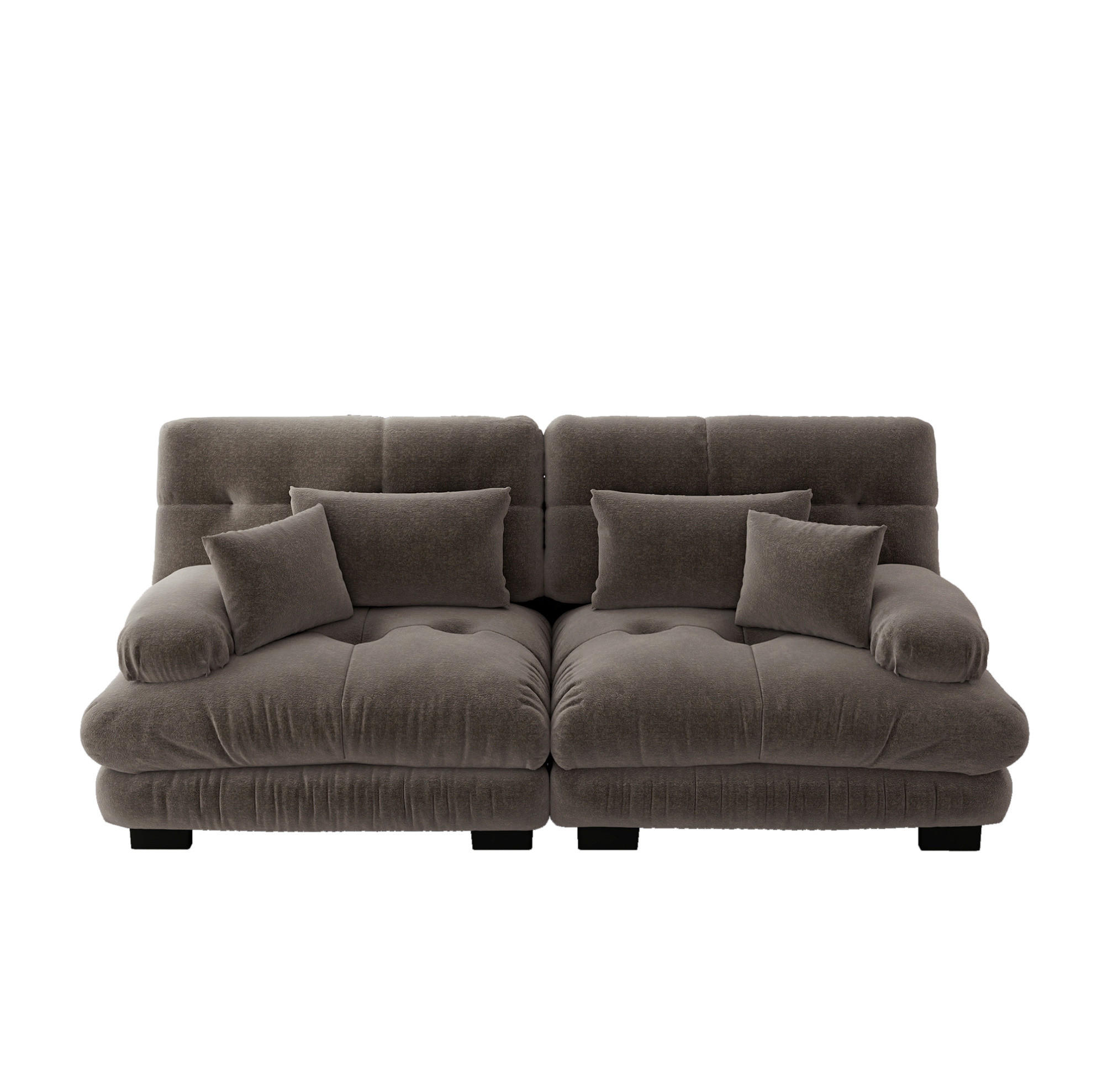 ECKSOFA aus Chenille mit modularer Gestaltung und Rundarmlehnen, Braun - Braun, Textil (220/77cm) - Redom