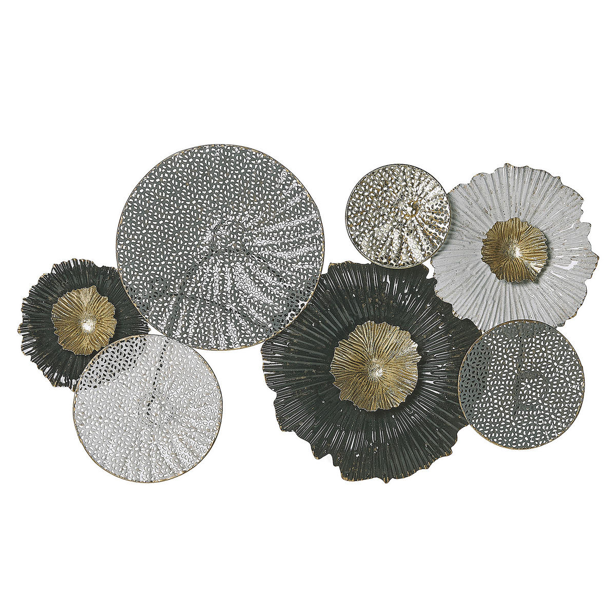 WANDDEKORATION Metall schwarz/silber KreiseZirconium - Schwarz, Metall (64/38/5cm) - Beliani