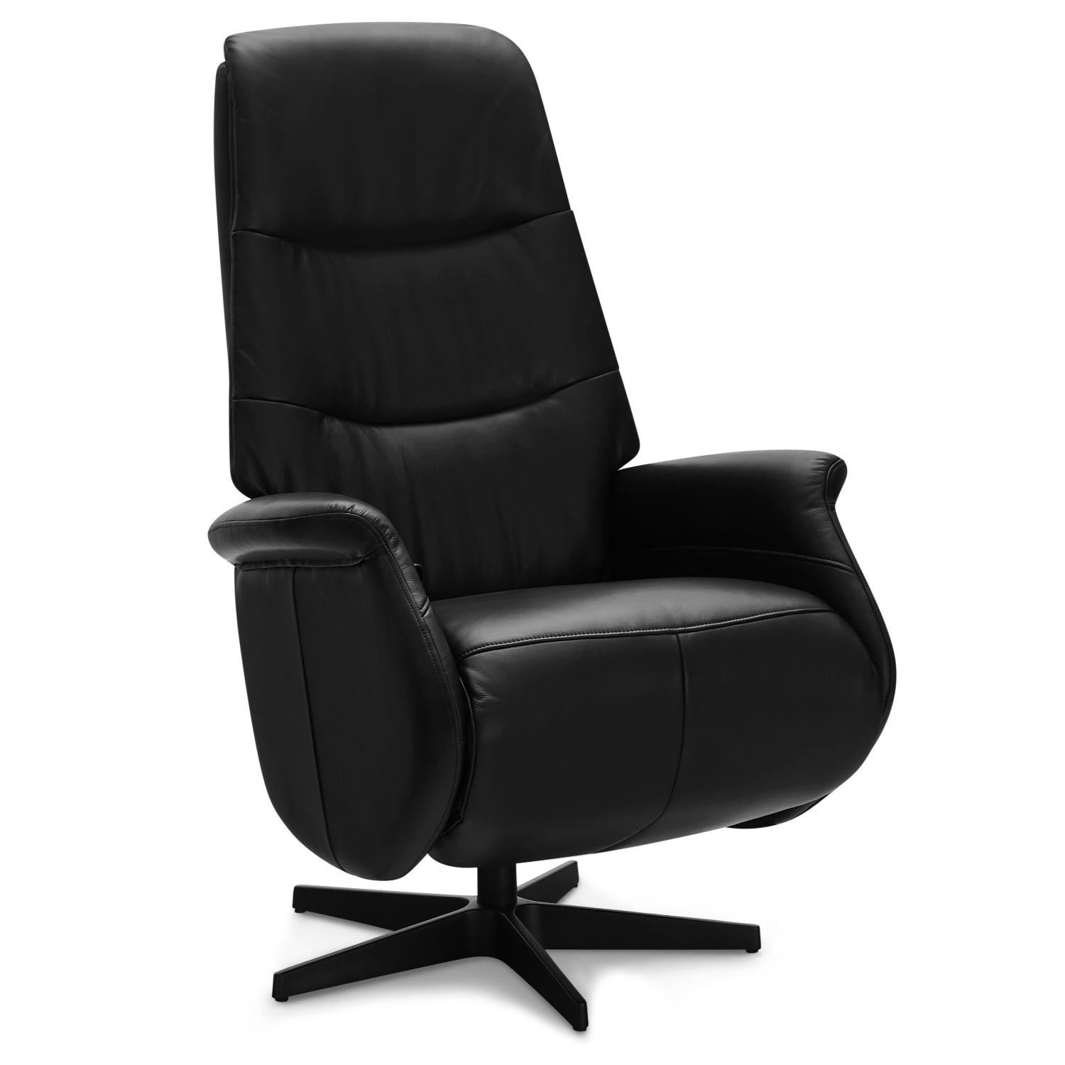 RELAXSESSEL Echtleder Schwarz - Schwarz, Leder/Metall (90/114/79cm) - Furnhouse