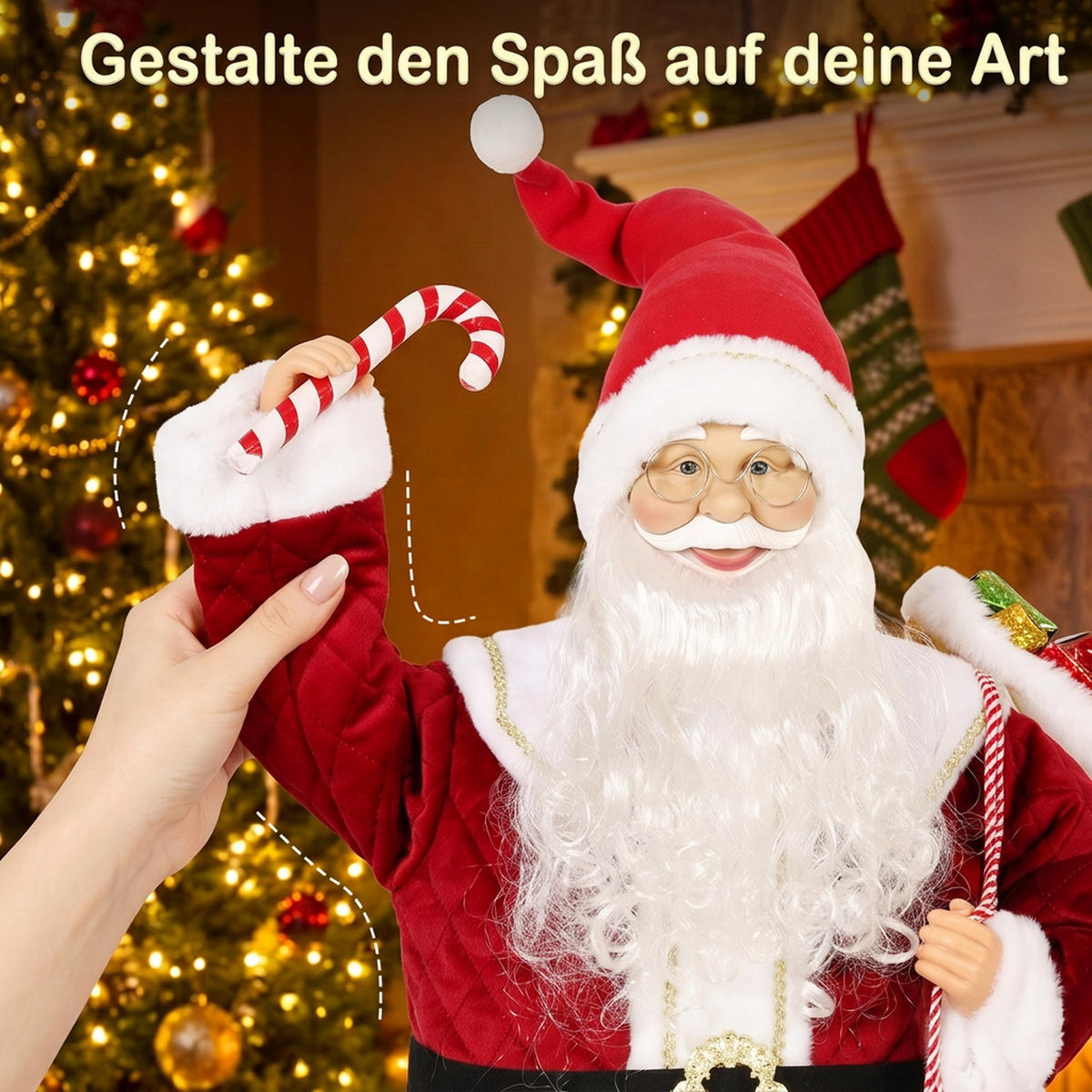 WEIHNACHTSMANN Polyester Metall Rot - Rot, Textil (32/120/48cm) - HOMCOM
