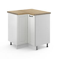 ECKUNTERSCHRANK R-Line Weiß Landhaus 75.6 cm, AP Eiche - Weiß, Holzwerkstoff (75.6/81.6/60cm) - Vicco