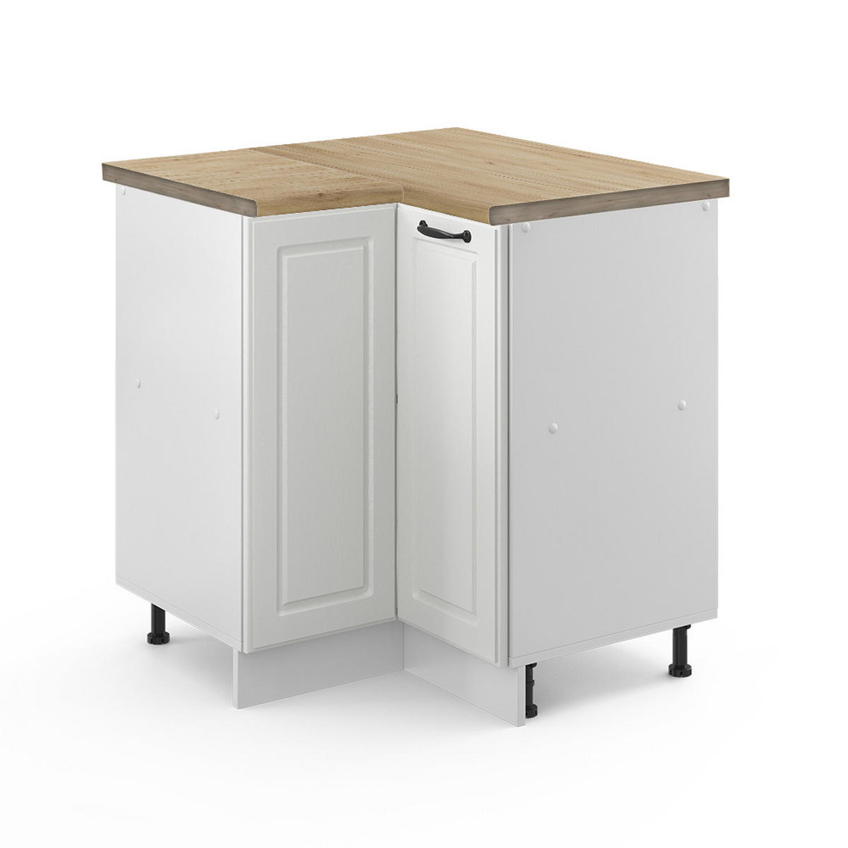 ECKUNTERSCHRANK R-Line Weiß Landhaus 75.6 cm, AP Eiche - Weiß, Holzwerkstoff (75.6/81.6/60cm) - Vicco