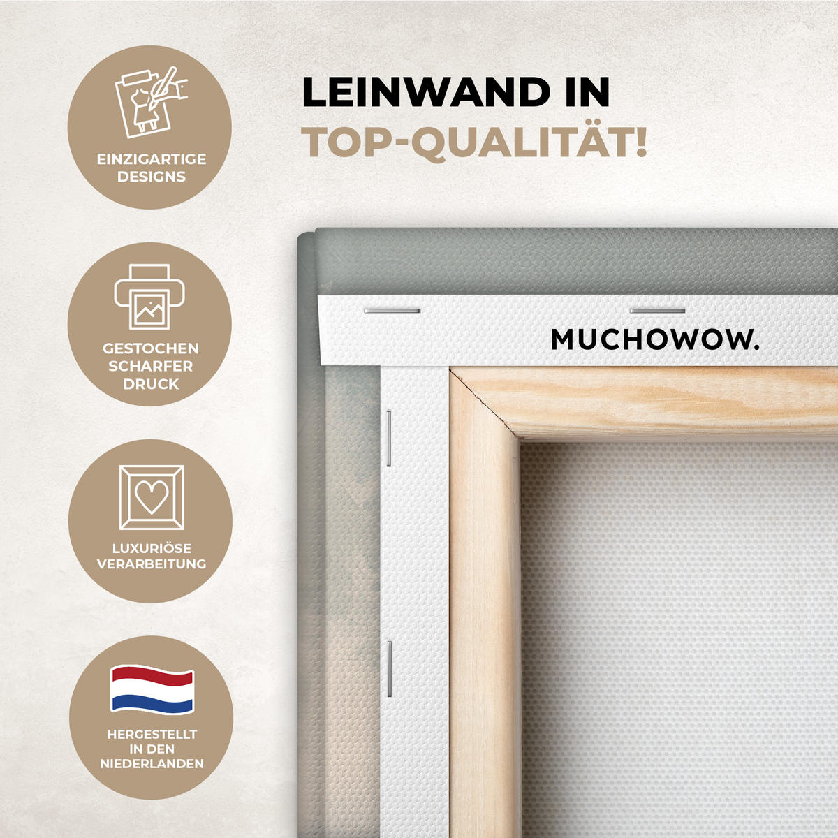 LEINWANDBILD Hügel - Abstrakt - Christentum - Kreuz Wanddeko 90x60 cm - Hellgrau, Textil (90/60cm) - MuchoWow