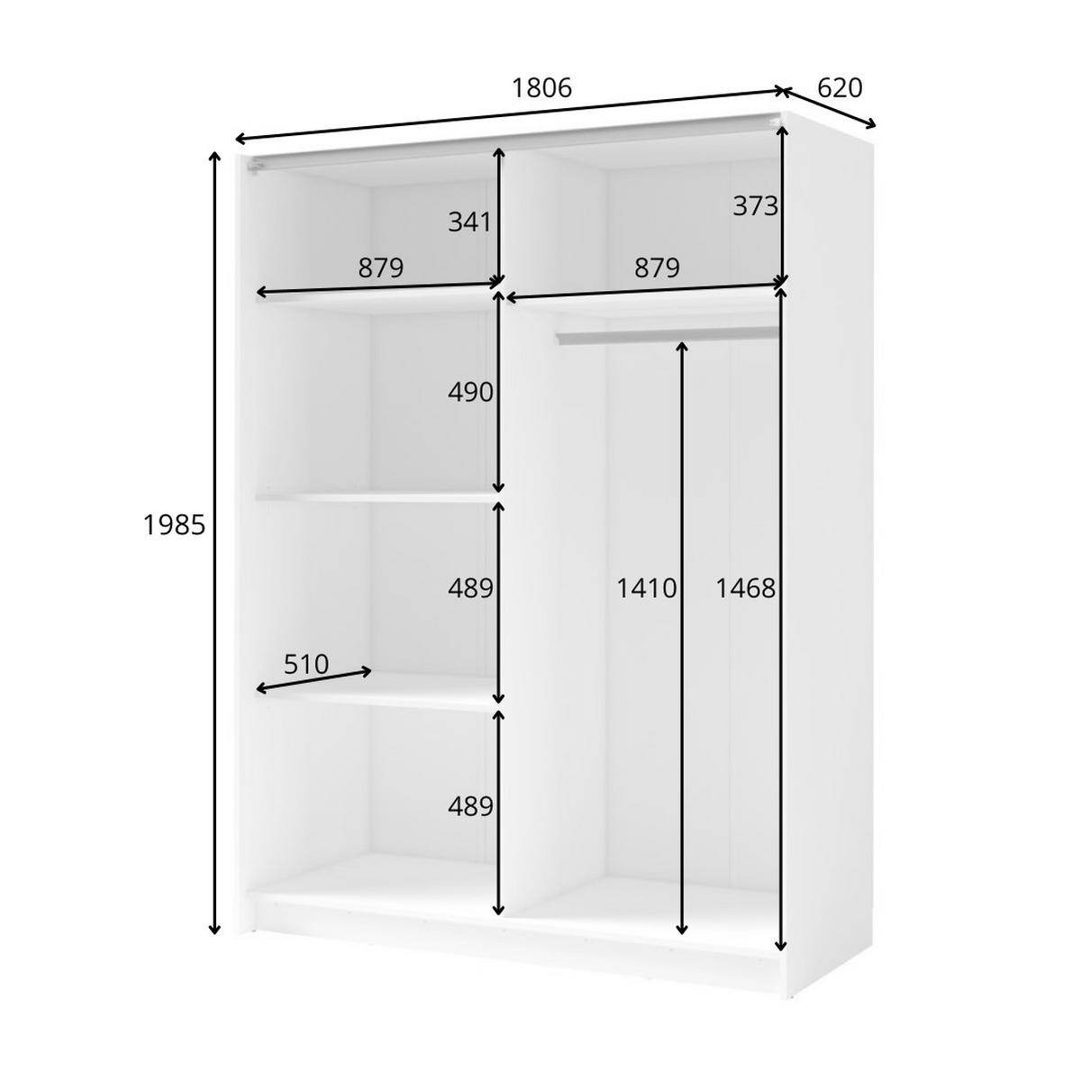 SCHIEBETÜRENSCHRANK GAVERO 11 - 180,6×198,5×62 cm mit Spiegel Sonoma Eiche - Eichefarben, Holz/Holzwerkstoff (180.6/198.5/62cm) - Milaros Markt