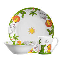 KINDERGESCHIRR SET KROKODIL / ELEFANT / LÖWE Bambini bunt - Multicolor, Keramik (9.5/21.5/21.3cm) - Leonardo Living