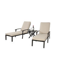 LOUNGE STUHL Patio Stuhl mit Baumwollkissen Beige 2-tlg - Beige, Metall (58/100/204cm) - ComfortXL