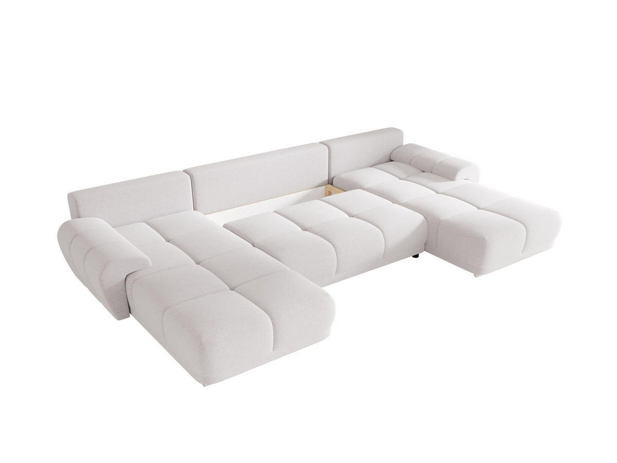 ECKSOFA BEGA U Links ARAGON 01 mit Schlaffunktion - Weiß, Textil (372/87/185cm) - Bedante