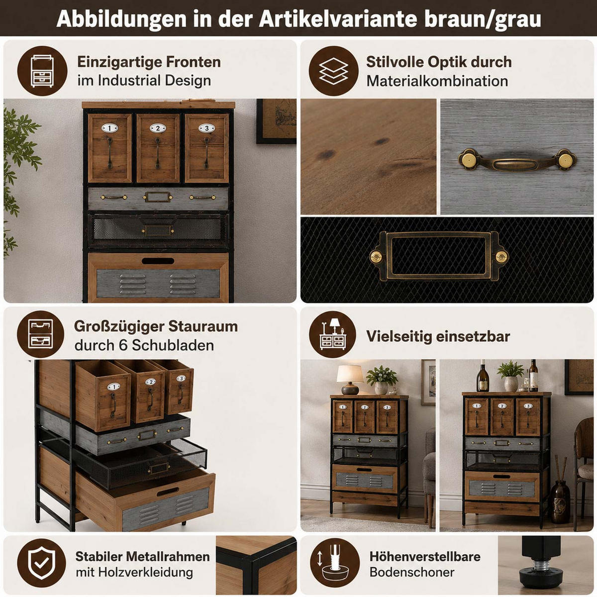 APOTHEKERKOMMODE Multicolor - Multicolor, Metall (46/85/35cm) - MCW