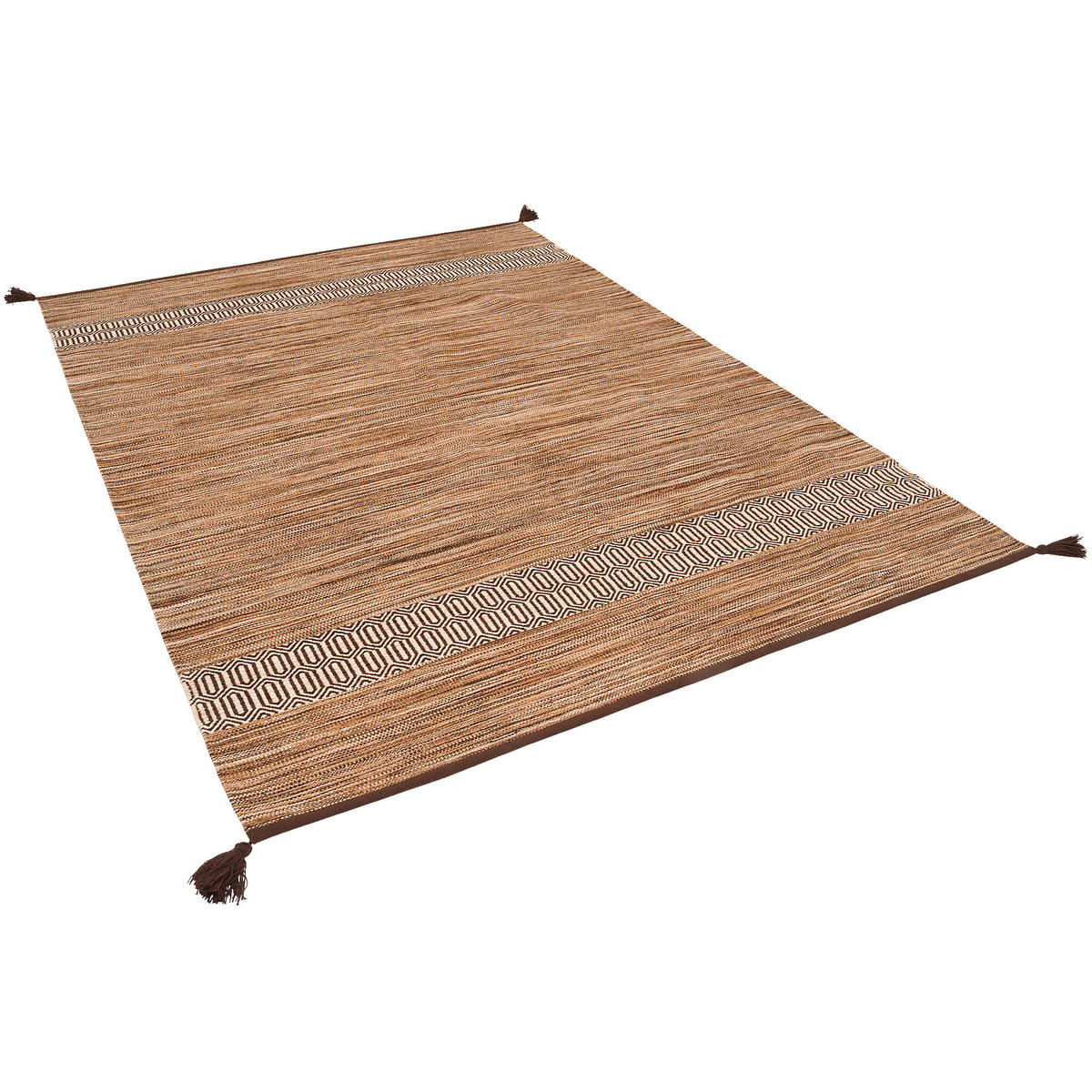 NATUR BAUMWOLLE TEPPICH KELIM TOSKANA - Braun, Textil (170/240cm) - Pergamon