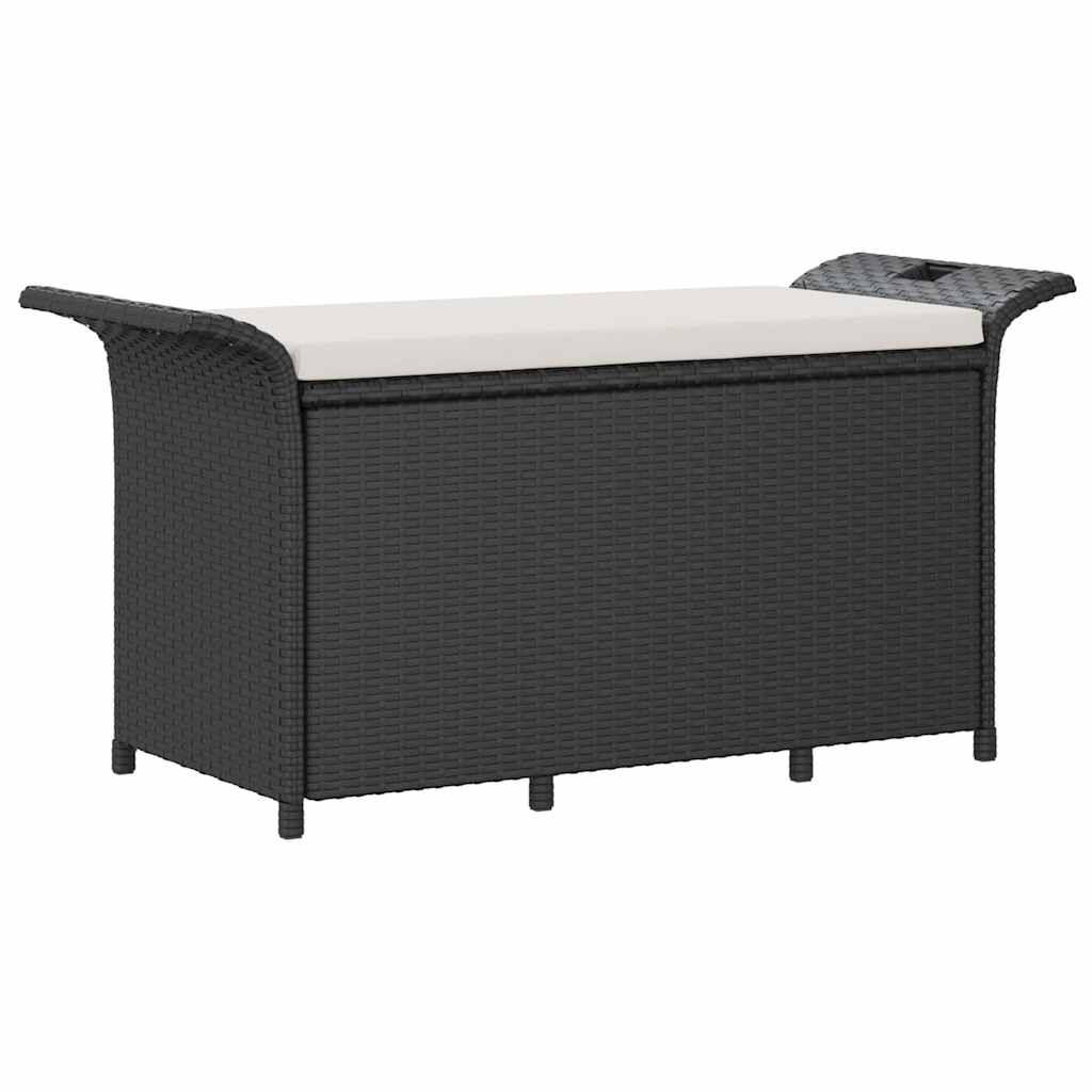 GARTENBANK mit Kissen Schwarz 116x46x57 cm Poly Rattan - Schwarz, Kunststoff (116/57/46cm) - furnicato