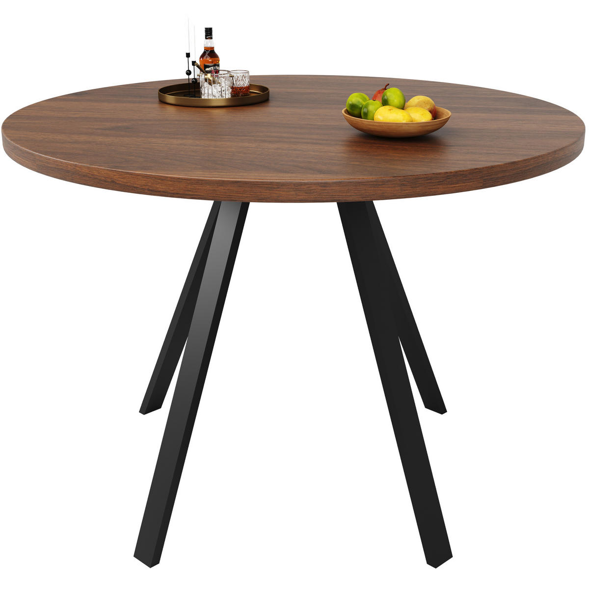 ESSTISCH 80/80/75 cm in Walnussfarben mit runder MDF-Tischplatte - Walnussfarben, Holzwerkstoff (80/80/75cm) - Flora Grace