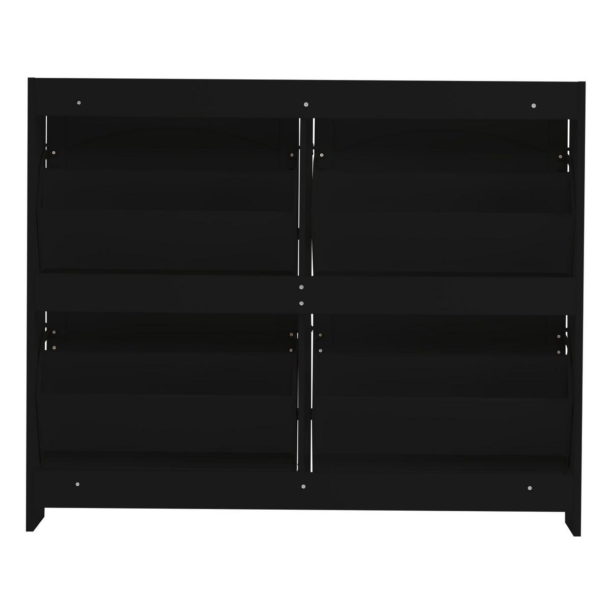 SCHUHSCHRANK aus Spanplatte 110x24x90cm in Schwarz mit 4 Klappfächern - Schwarz, Holzwerkstoff (110/90/24cm) - Modfu