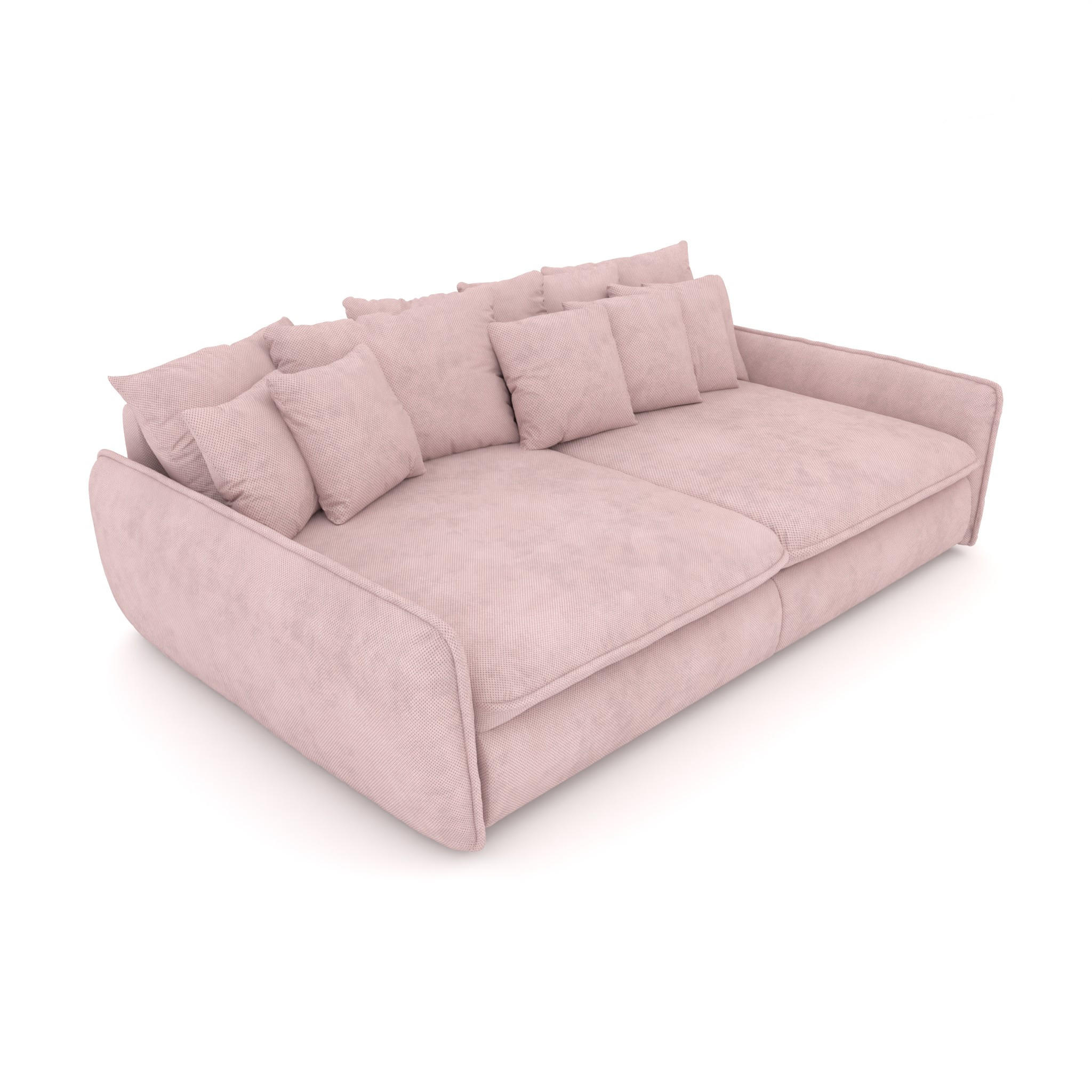 BIGSOFA Hereford Velvet Rosa inkl. 11 Kissen 234/131/61 cm - Altrosa, Kunststoff/Textil (234/61/131cm) - foamnova