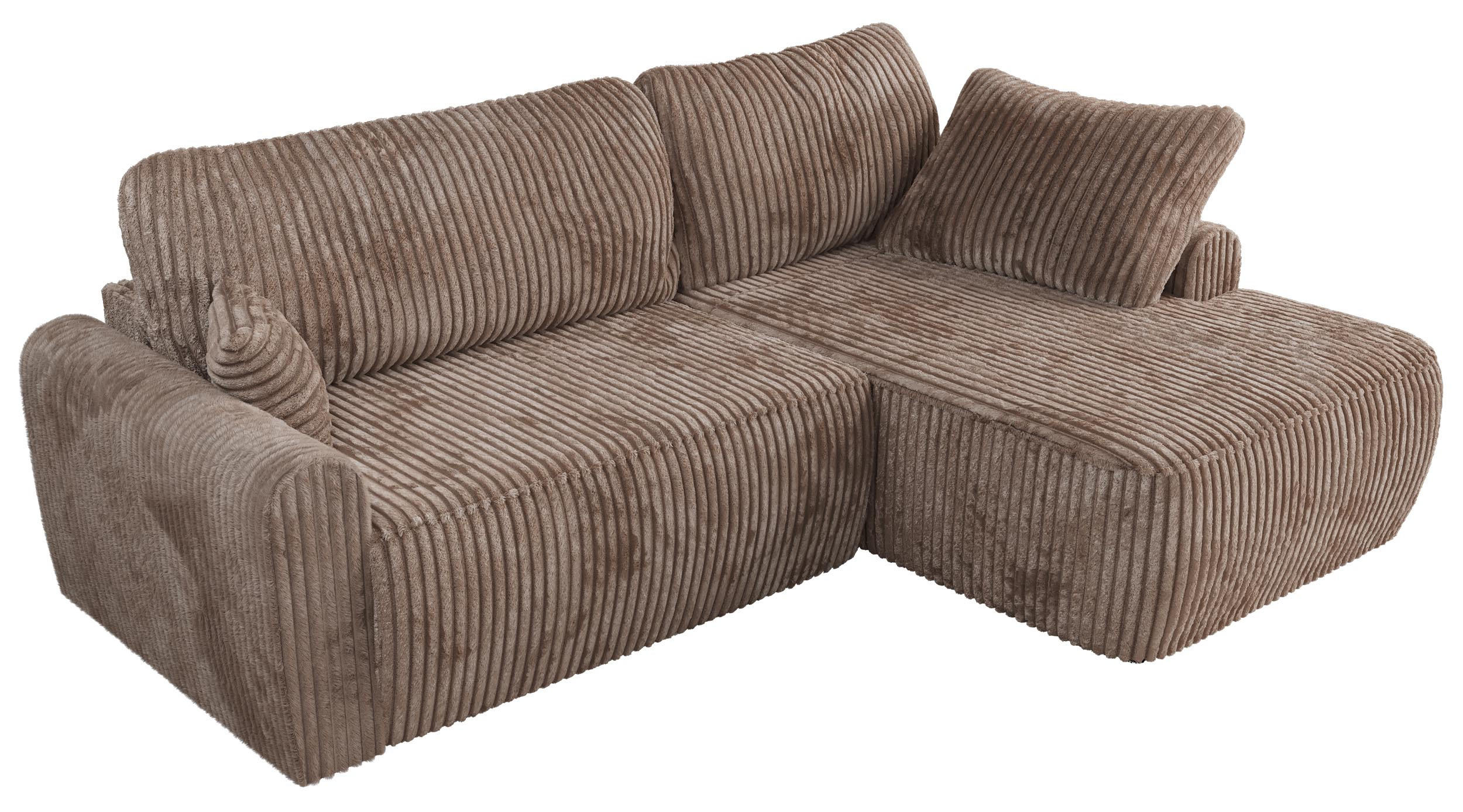 ECKSCHLAFSOFA CUBO L Braun Cord - rechts - Schwarz/Braun, Kunststoff/Textil (187/273cm) - MKS