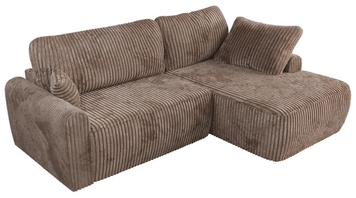 ECKSCHLAFSOFA CUBO L Braun Cord - rechts - Schwarz/Braun, Kunststoff/Textil (187/273cm) - MKS