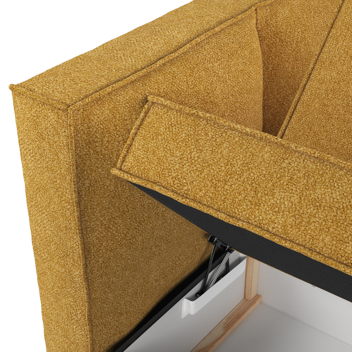 BOXBETT Bergen Gelb 200/200 cm mit Matratze - Gelb/Schwarz, Holz/Holzwerkstoff (200/200cm) - Maison de Reve
