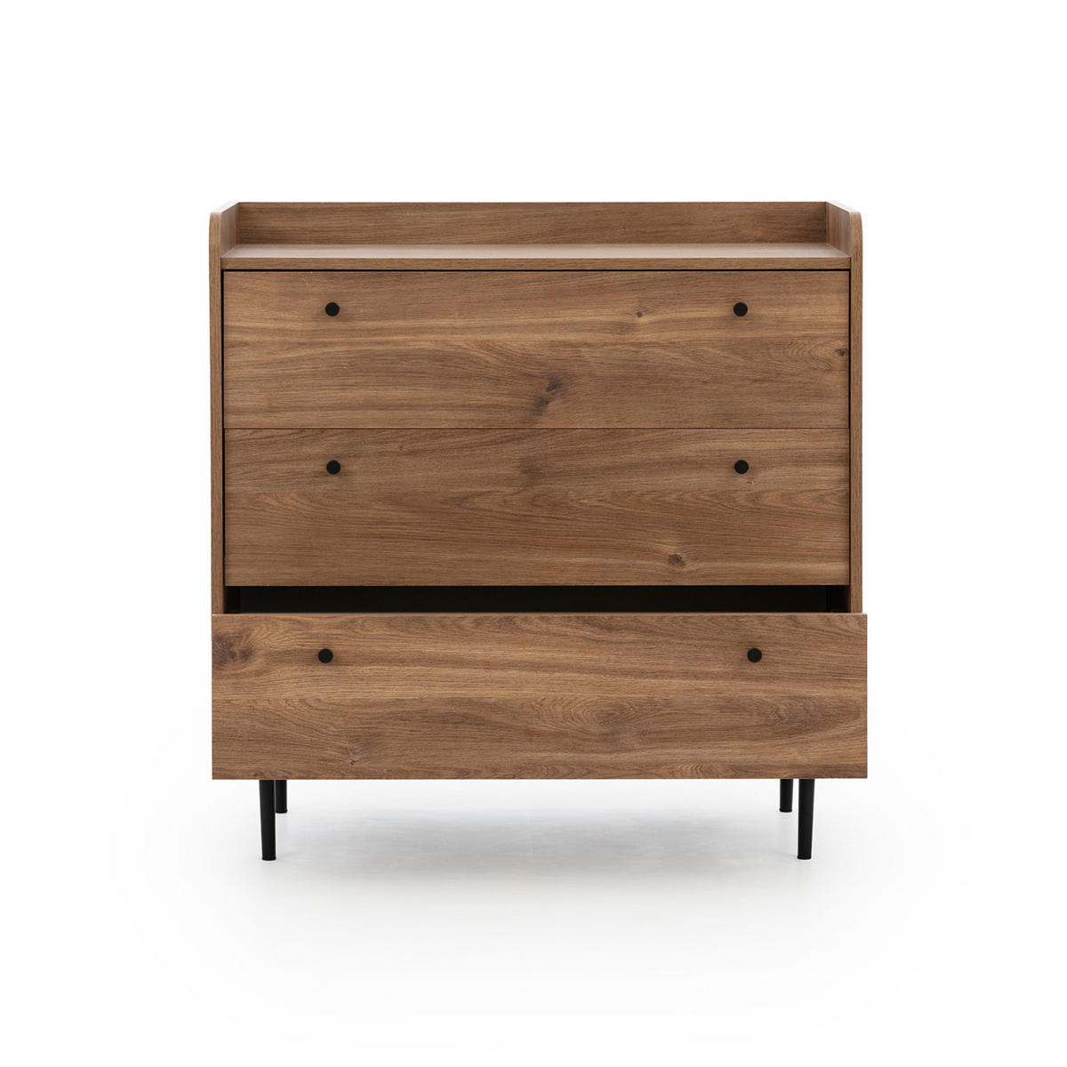 KOMMODE Vasilia mit 3 Schubladen, Brandy Castello - Eichefarben, Holzwerkstoff (90/90/45cm) - Beautysofa