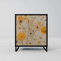 SIDEBOARD MORNING GLADE, Schwarz, 57,5x42x67,5 cm, Schwarze Metall-Rahmenfüße - Multicolor/Schwarz, Holzwerkstoff/Metall (57.5/67.5/42cm) - SpaceRebels