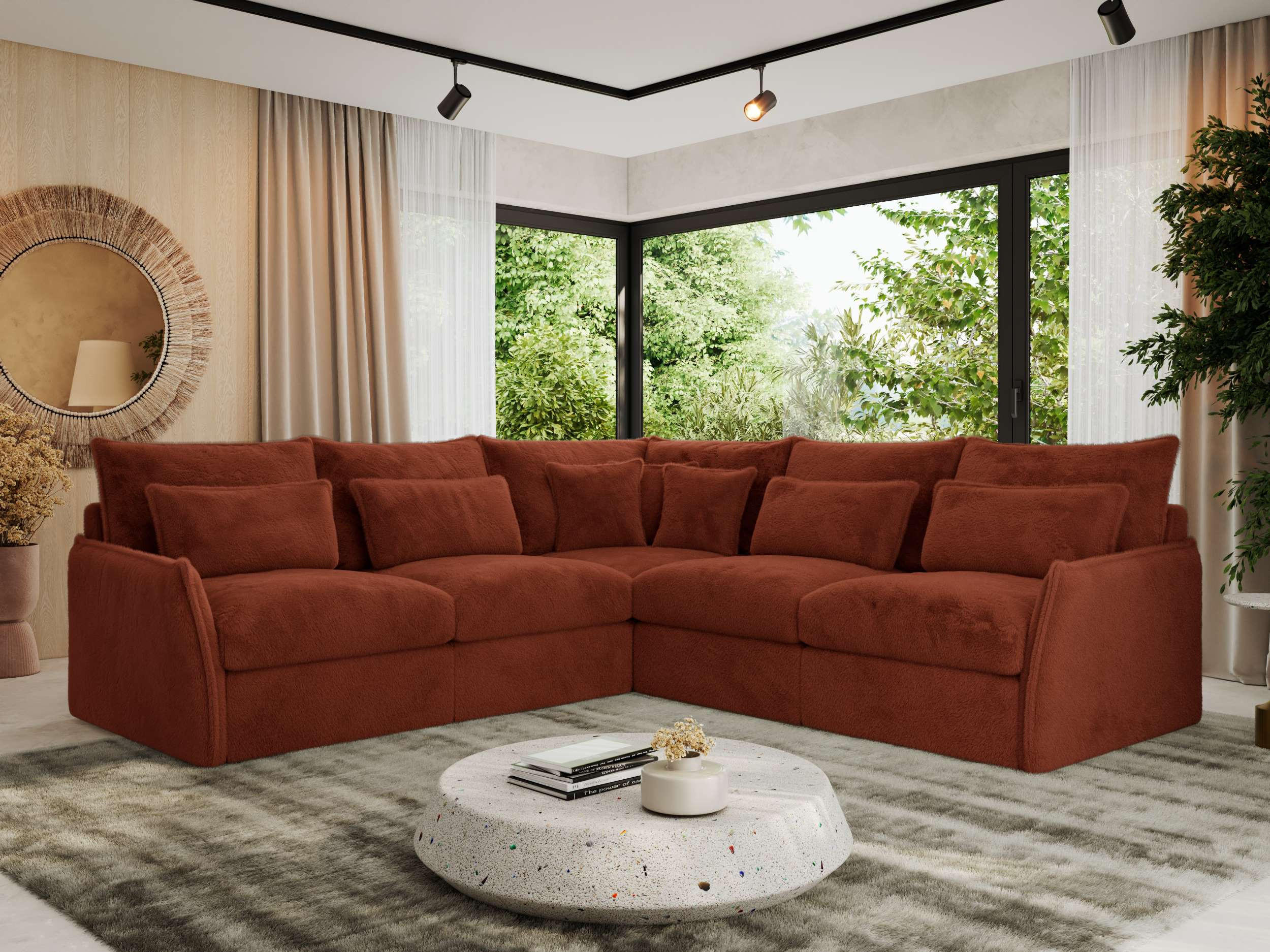 ECKSOFA VERSO L Orange Plüsch - Schwarz/Orange, Kunststoff/Textil (270/270cm) - MKS