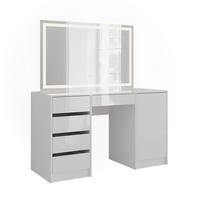 SCHMINKTISCH Sherry Weiß/Weiß Hochglanz 128.2 cm mit LED-Spiegel - Weiß Hochglanz, Holzwerkstoff (128.2/76/50.1cm) - Vicco