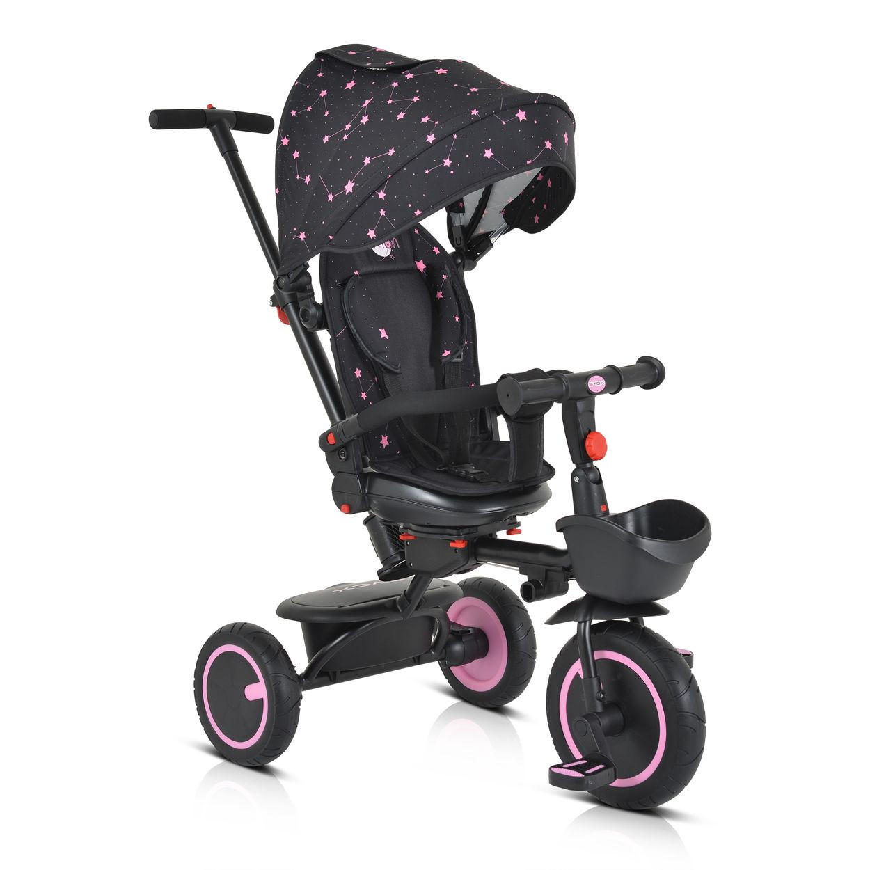 DREIRAD Orion faltbar rosa PU-Reifen, drehbarer Sitz, Schiebestange - Rosa, Metall (72/52/103cm)