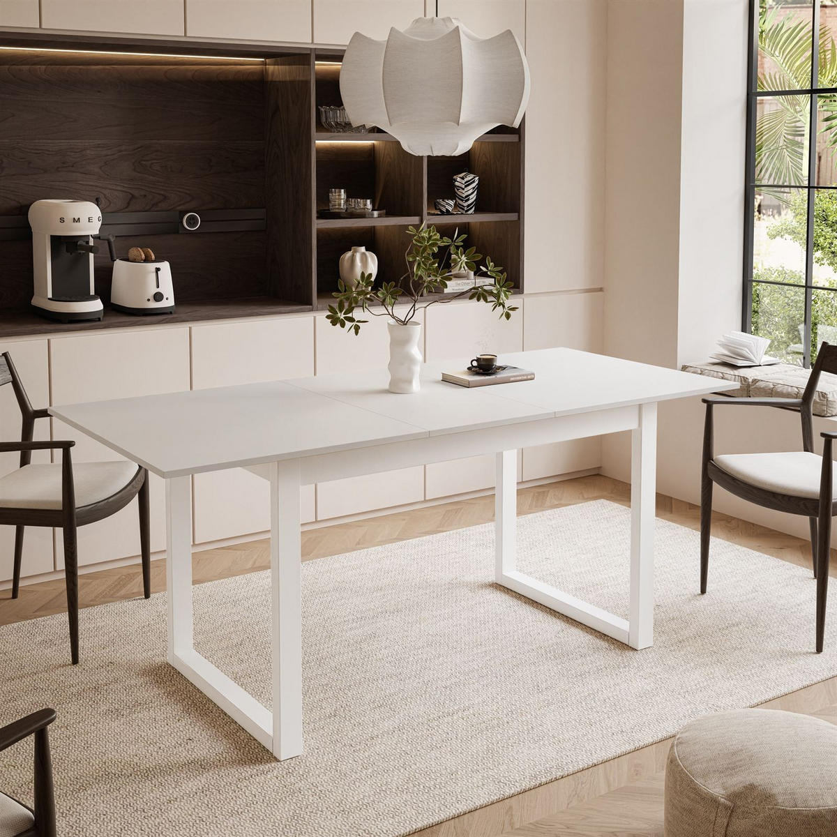 ESSTISCH ARTON II ausziehbarer Tisch 140-195 cm für 6-8 Personen - Weiß, Holzwerkstoff/Metall (140/80/77cm) - Lookway