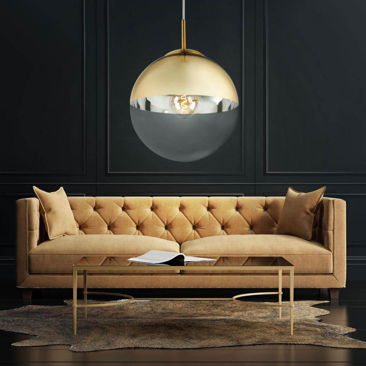 LED HÄNGELEUCHTE VARUS Gold Transparent - Goldfarben, Glas (25/25/120cm)