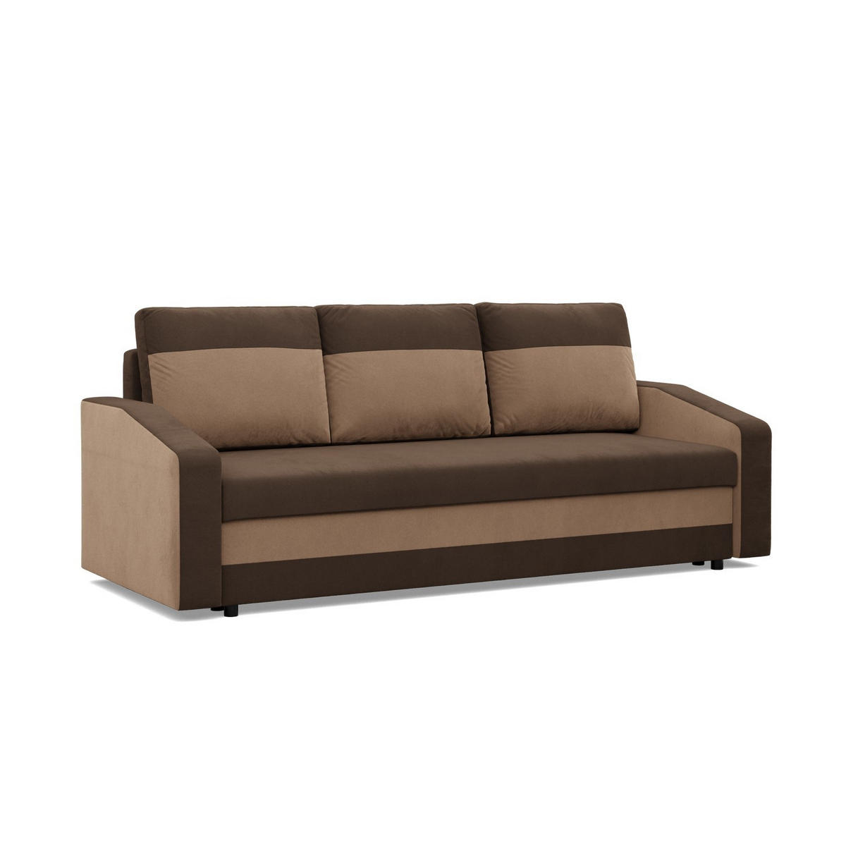 SOFA 3-SITZER MIT SCHLAFFUNKTION ORION, Dunkelbraun + Braun - Braun, Textil (220/85/92cm)