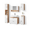BADMÖBEL-SET Ronco Weiß Hochglanz/Goldkraft Eiche 5 Teile - Weiß Hochglanz/Eiche Wotan, Holzwerkstoff (80/58/41cm) - Livinity®