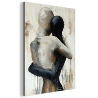 KOVOVÝ OBRAZ Abstraktné - Láska - Čiernobiele - Moderné 60x80 cm - čierna, kov (60/80cm) - MuchoWow