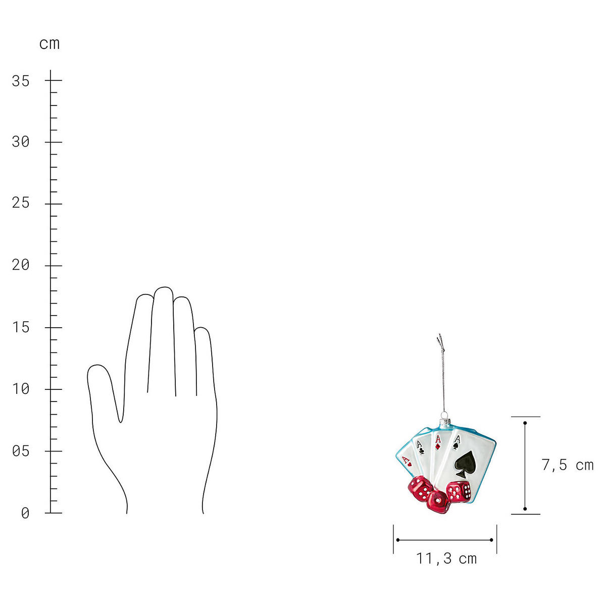 BAUMANHÄNGER Hang On Kartenspiel - Rot, Glas (2.5/11/10cm) - Butlers