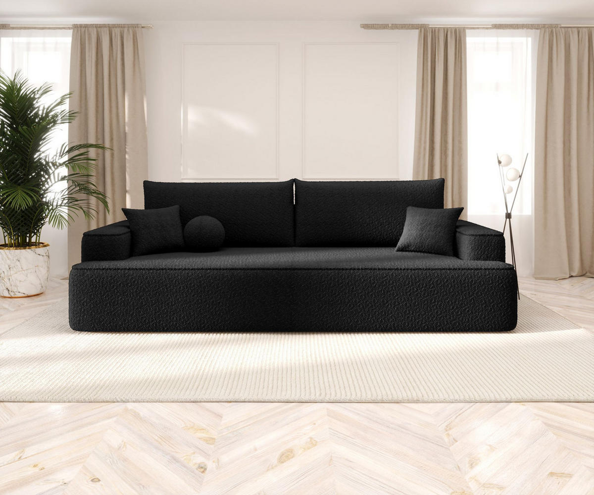 SOFA mit Schlaffunktion FIGO Quelle 100 - Schwarz, Textil (250/75/150cm) - Bedante
