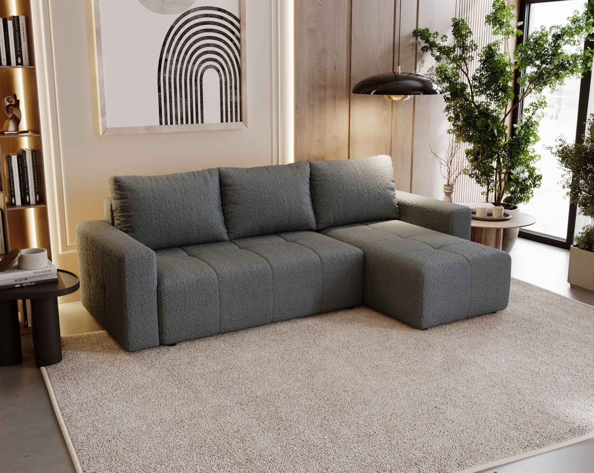 ECKSOFA Noha In Now Or Never - Dunkelgrau, Holzwerkstoff/Textil (231/142cm) - Fun Möbel