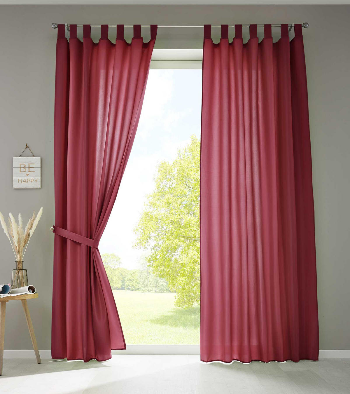 VORHANG 2ER SET POTSDAM HxB 245x140 cm Bordeuax - Bordeaux, Textil (140/245cm) - Gardinenbox