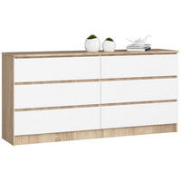 KOMMODE Eiche Sonoma, Weiß 77/160/40 - Weiß, Holzwerkstoff (160/77/40cm) - RAUMHIRSCH FURNITURE