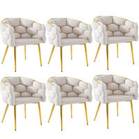 STUHL 6er-Set 44 x 41 x 74 cm Samt Beige mit Metallbeinen - Beige, Metall (41/74/44.2cm) - Meubliv