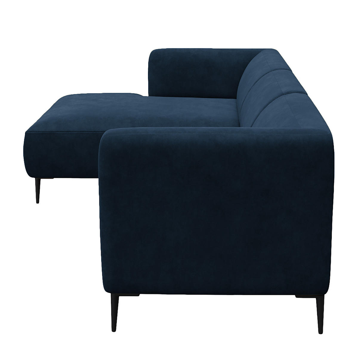 2,5-SITZER ECKSOFA mit Longchair - Schwarz/Dunkelblau, Textil/Metall (271/148cm) - home24