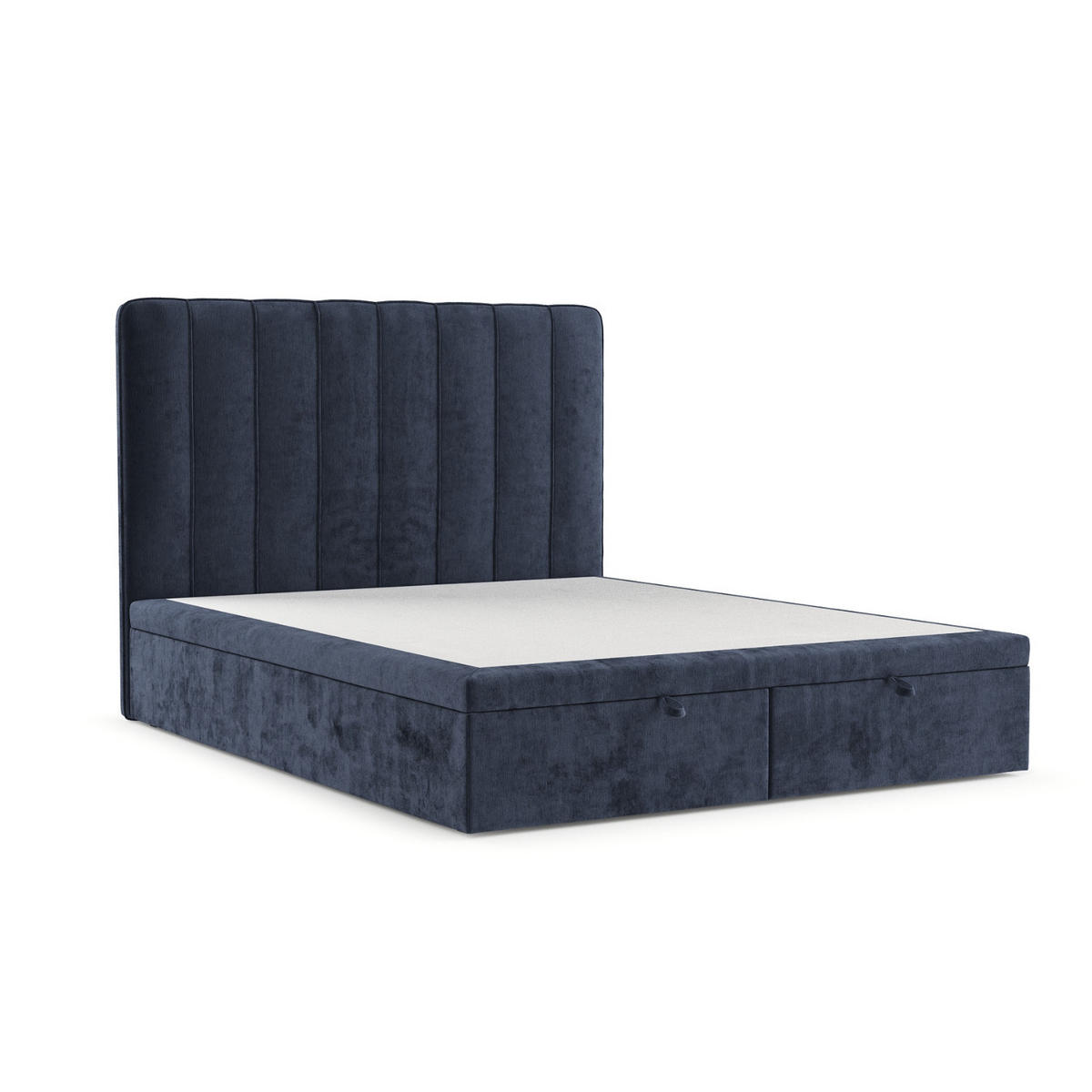 POLSTERBETT Vienna mit Stauraum 140/200 cm Marineblau im Lotta Stoff - Schwarz/Dunkelblau, Holz/Holzwerkstoff (140/200cm) - AltaBeds